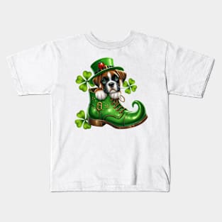 Boxer Dog Shoes For Patricks Day Kids T-Shirt